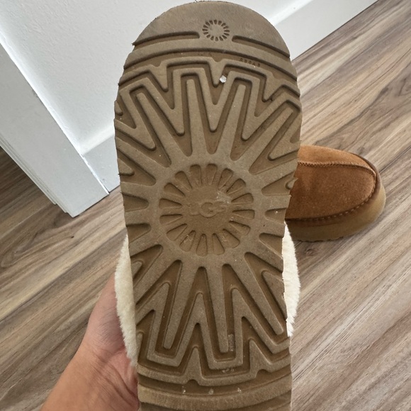 UGG Chestnut and Cream Shearling Slippers - Picture 3 of 4